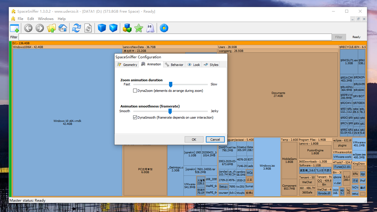SpaceSniffer 1.3.0.2 树形块图与配置界面实图